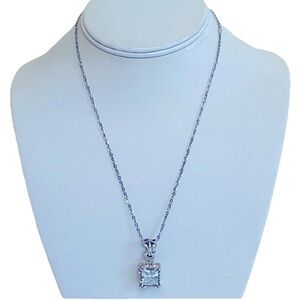 Silpada Necklace Pendant Sterling Silver Fleur De Lis CZ Chain Princess Cut
